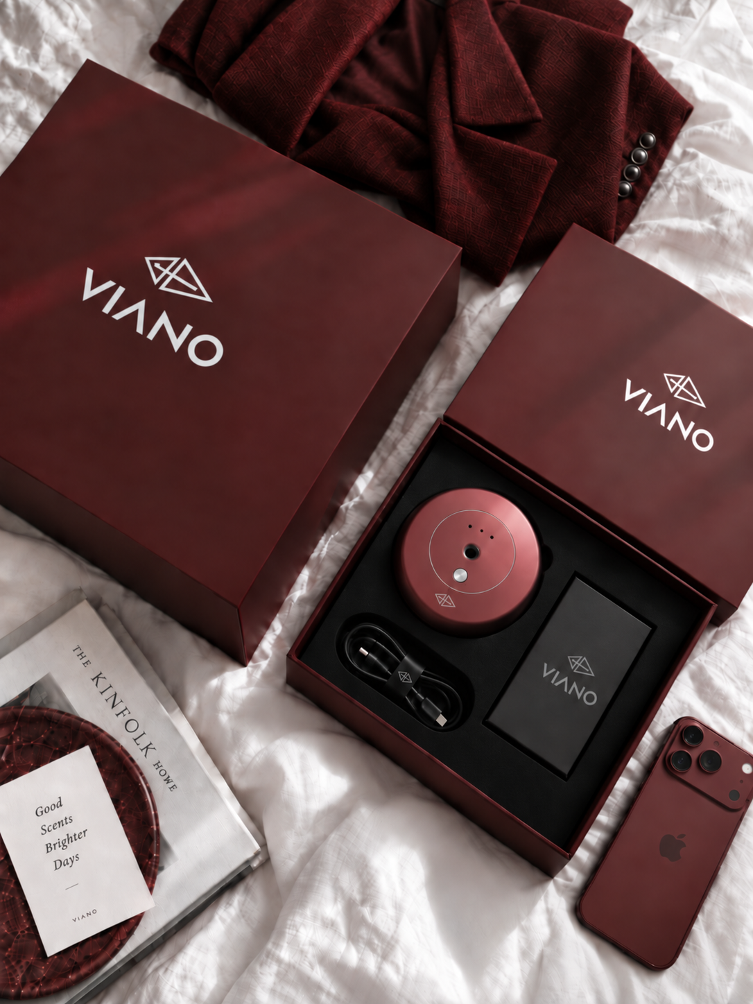 VIANO Red Edition Car Diffuser in wine red